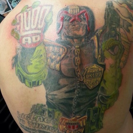 Judge Dredd tat done in a shed